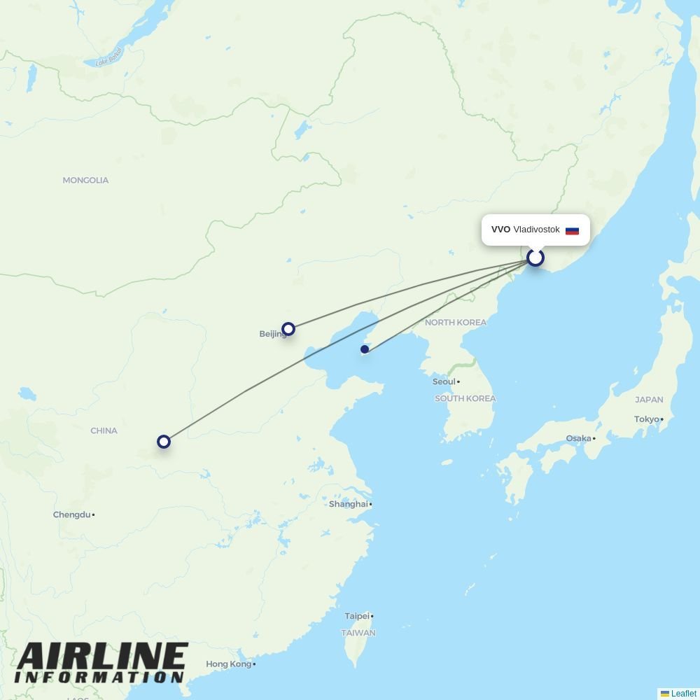 Hainan Airlines routes from VVO