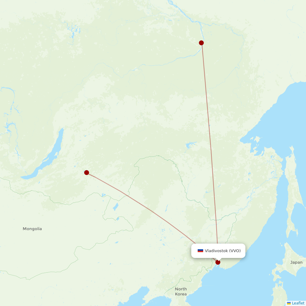 Yakutia at VVO route map