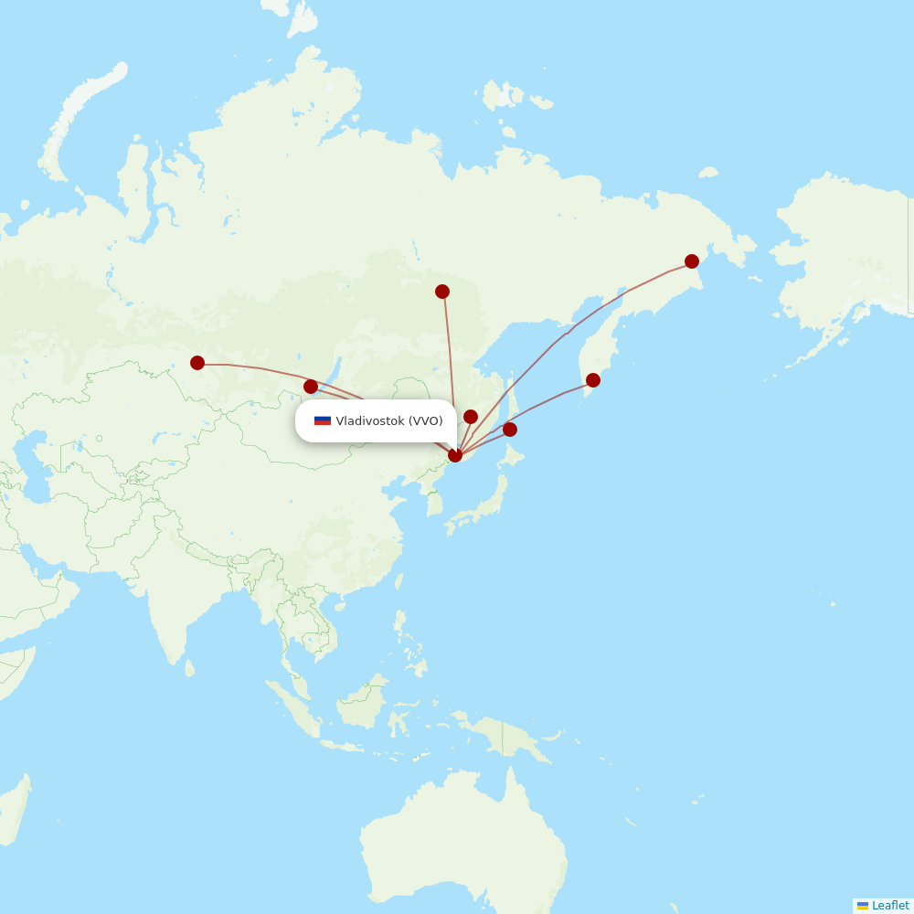 S7 Airlines at VVO route map