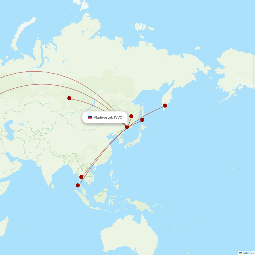 Aeroflot at VVO route map