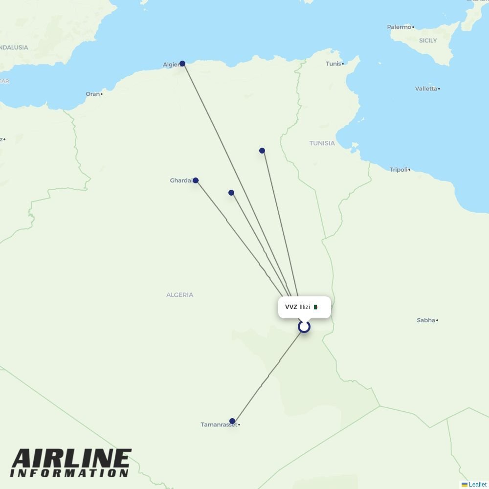 Air Algerie routes from VVZ