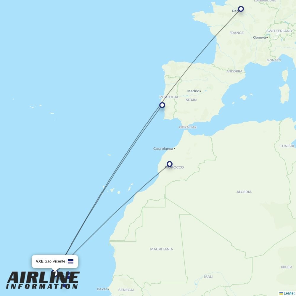 Transavia France routes from VXE