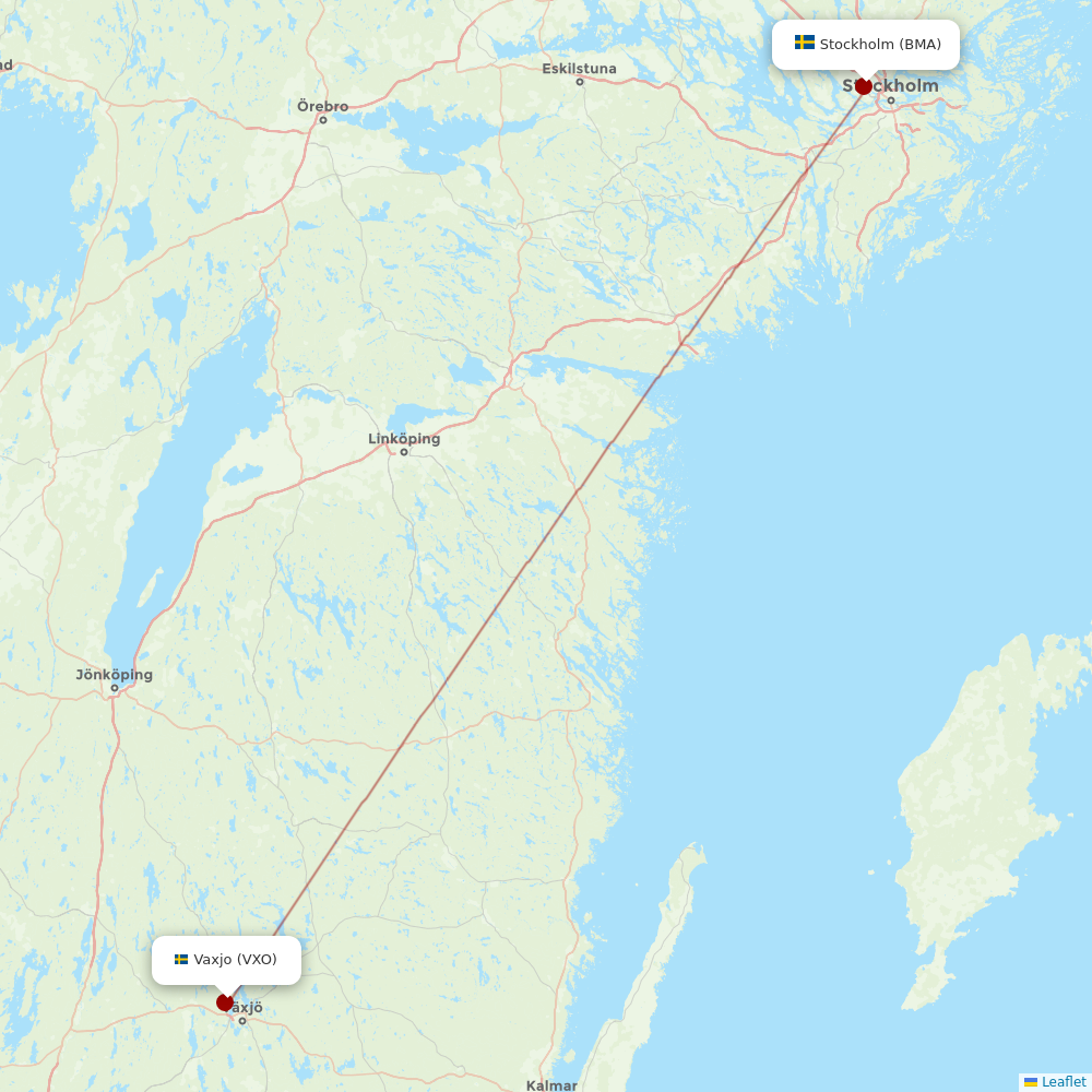 BRA at VXO route map