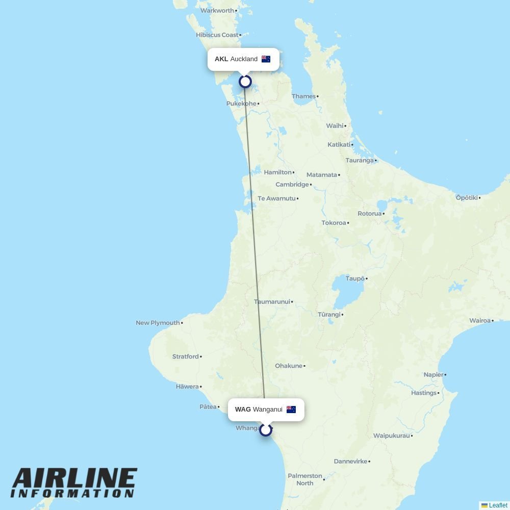 Air Chathams routes from WAG