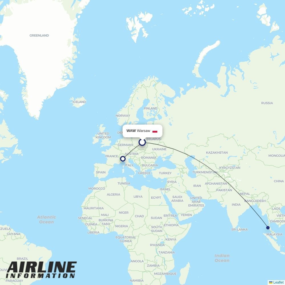Neos routes from WAW