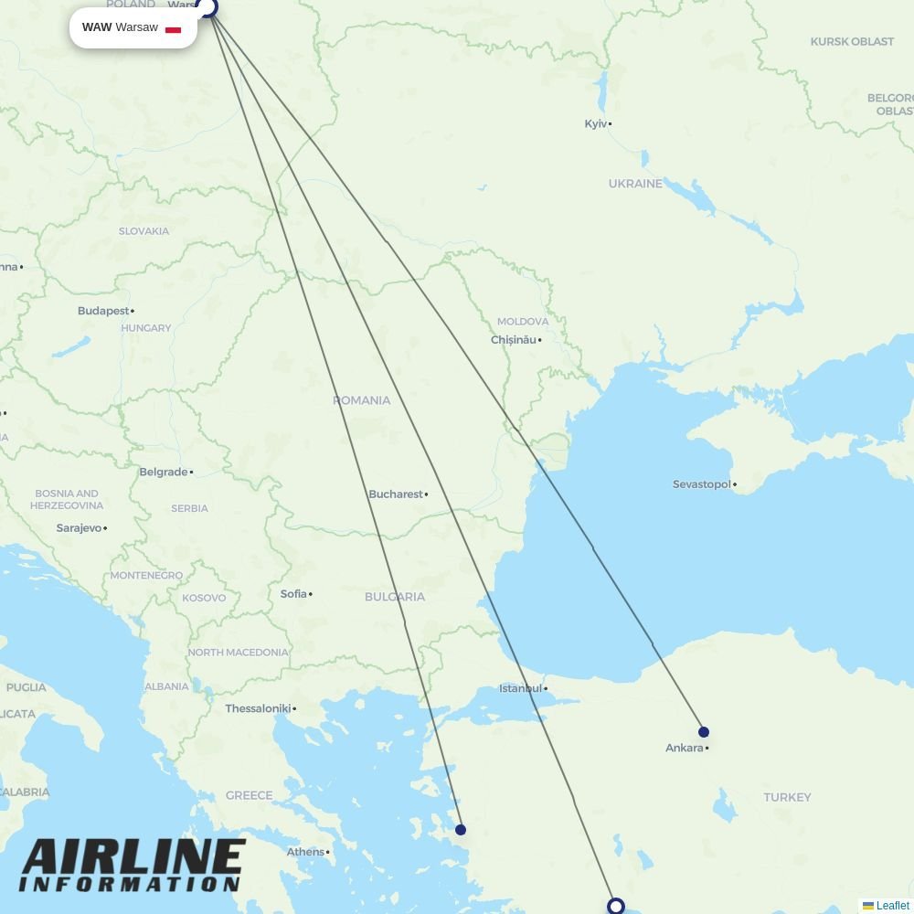 Pegasus routes from WAW