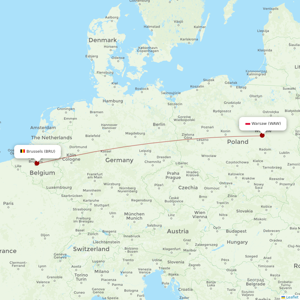 Brussels Airlines at WAW route map