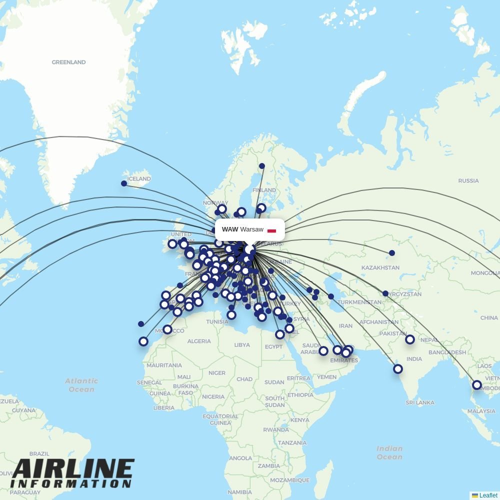 Wizz Air routes from WAW