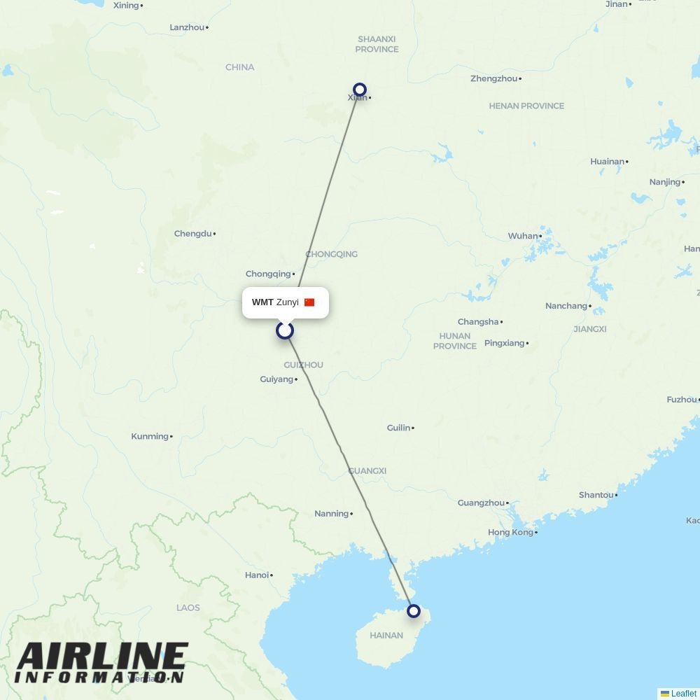Tianjin Airlines routes from WMT