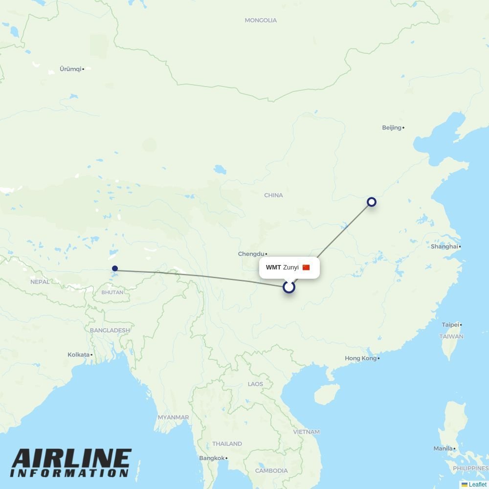 West Air (China) routes from WMT
