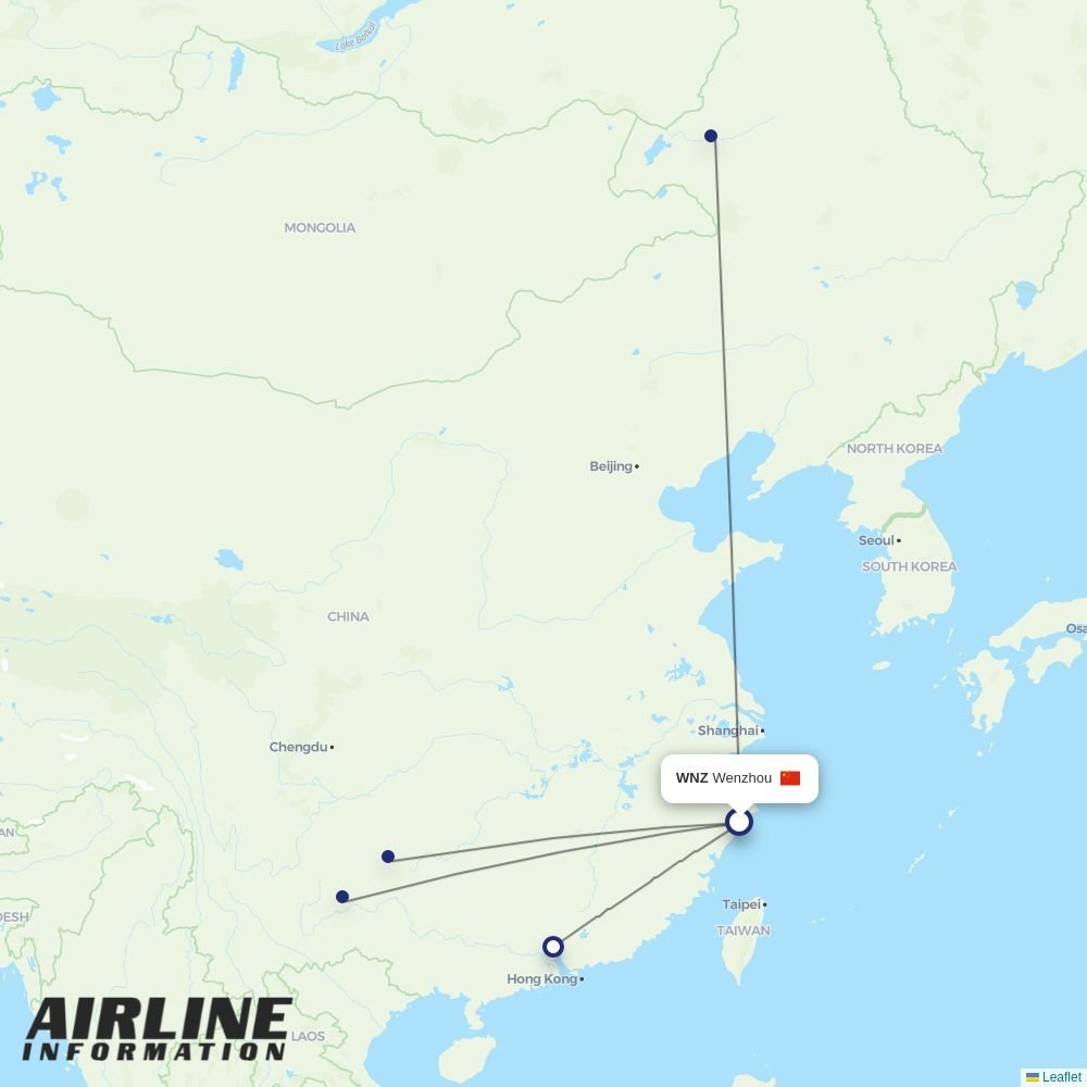 9 Air routes from WNZ