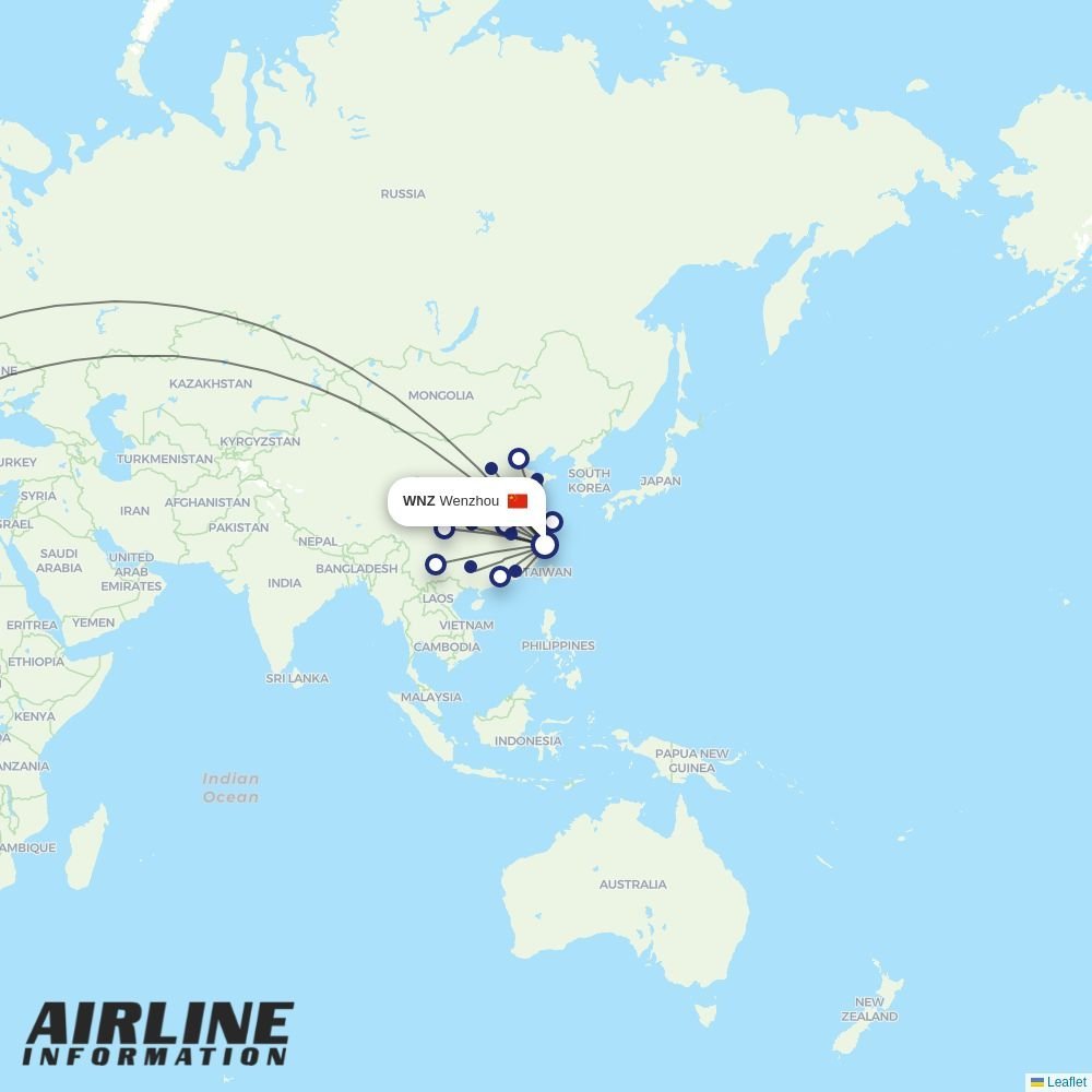 China Eastern routes from WNZ