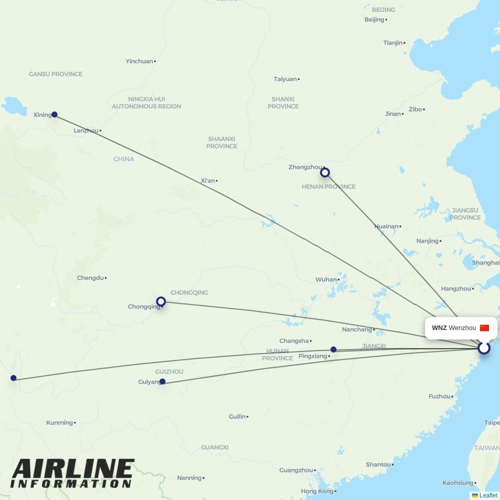West Air (China) routes from WNZ