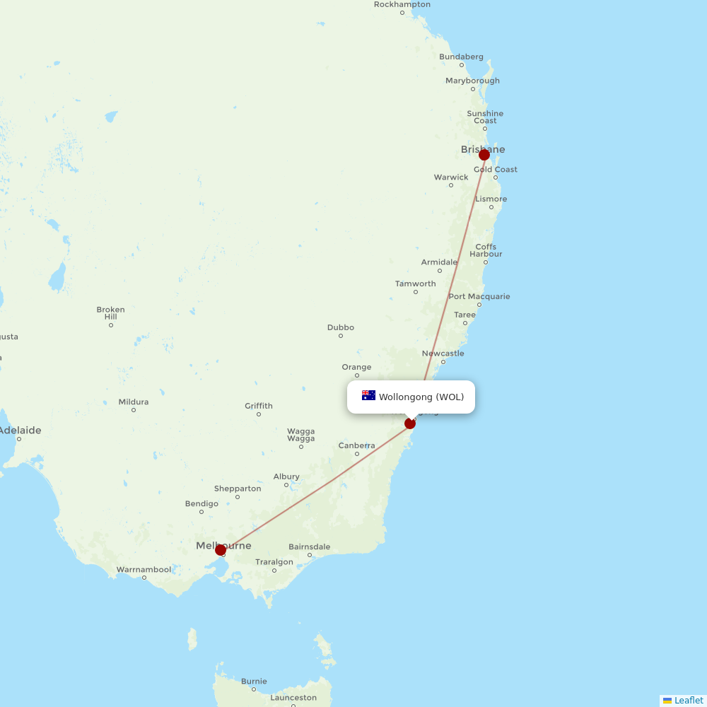 LinkAirways at WOL route map