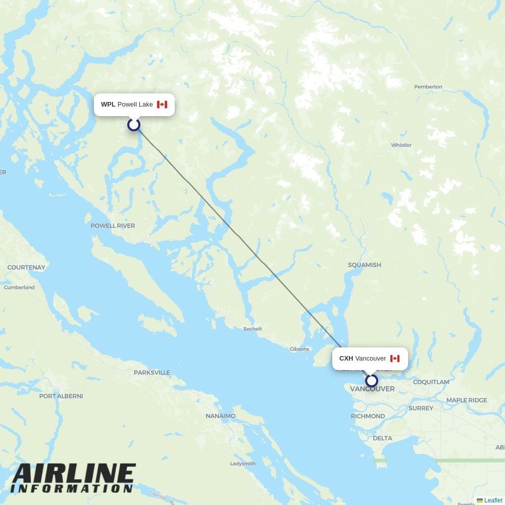 Harbour Air routes from WPL