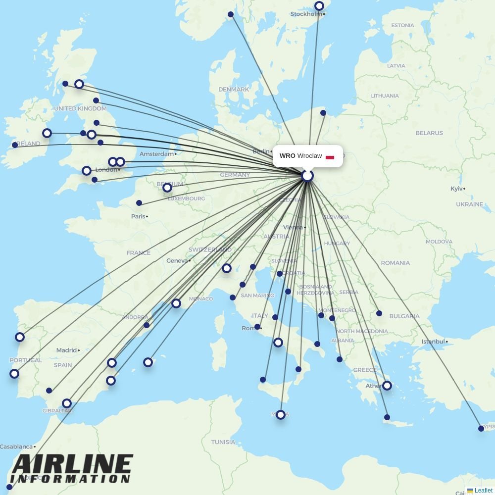 Ryanair routes from WRO