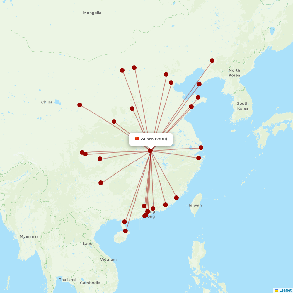 Air China at WUH route map
