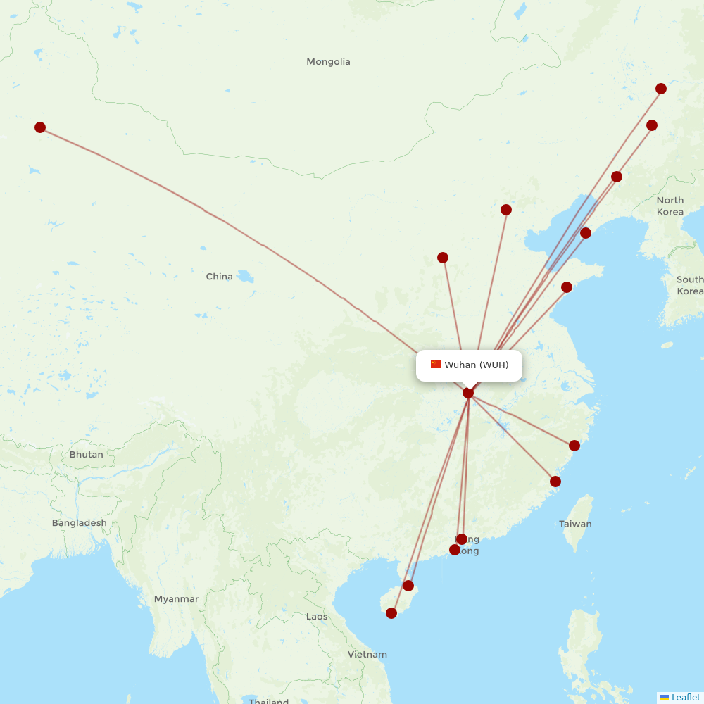 Hainan Airlines at WUH route map