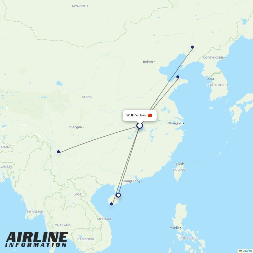 Capital Airlines routes from WUH
