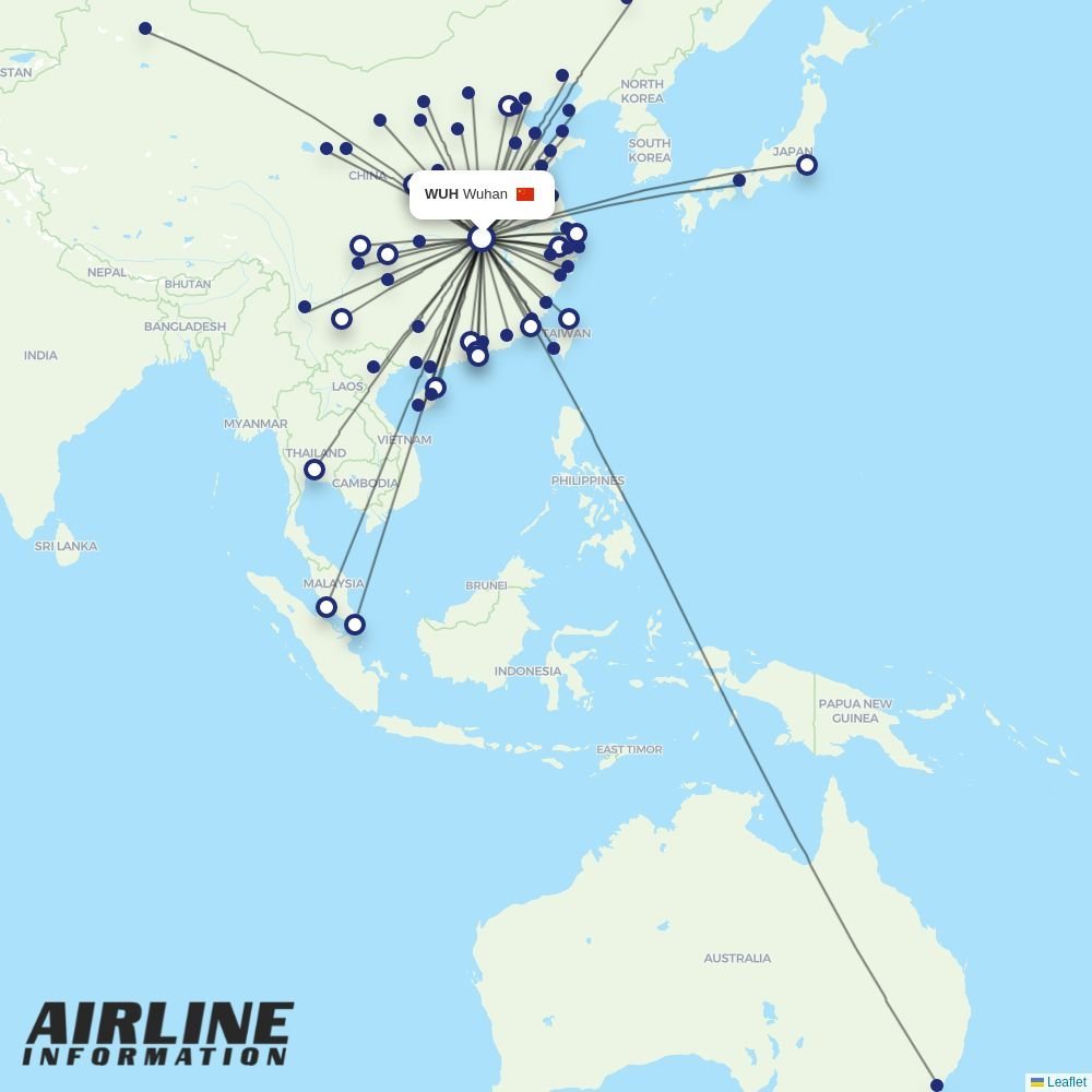 China Eastern routes from WUH