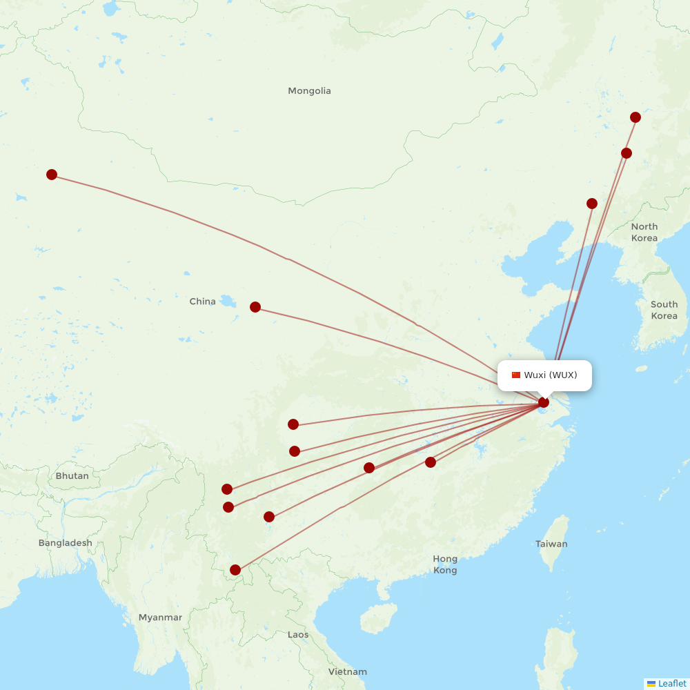 HongTu Airlines at WUX route map