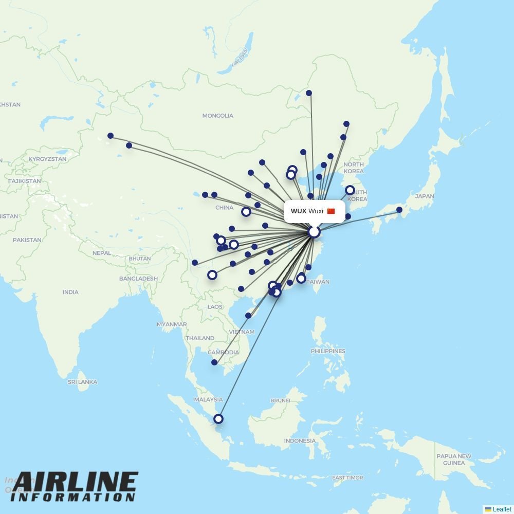 Ruili Airlines routes from WUX