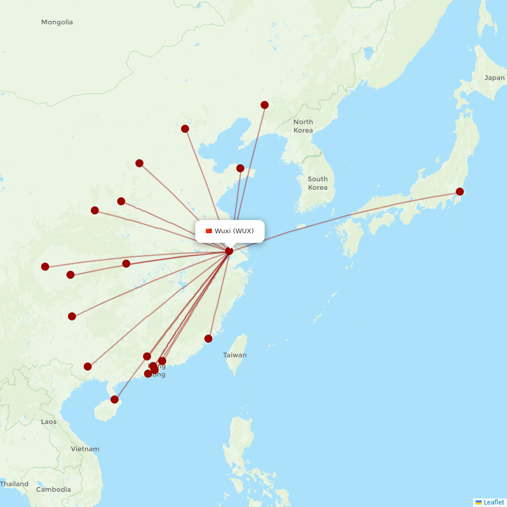 Shenzhen Airlines at WUX route map