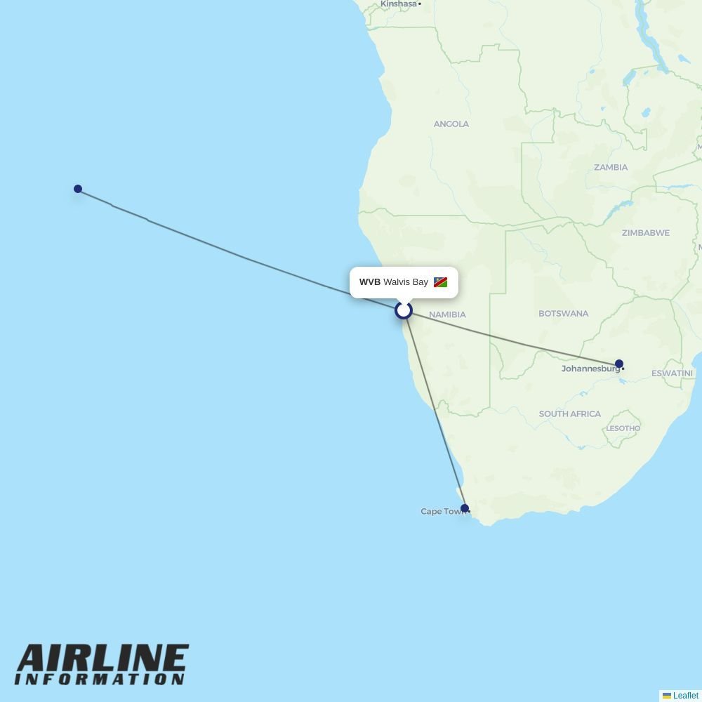 Airlink routes from WVB