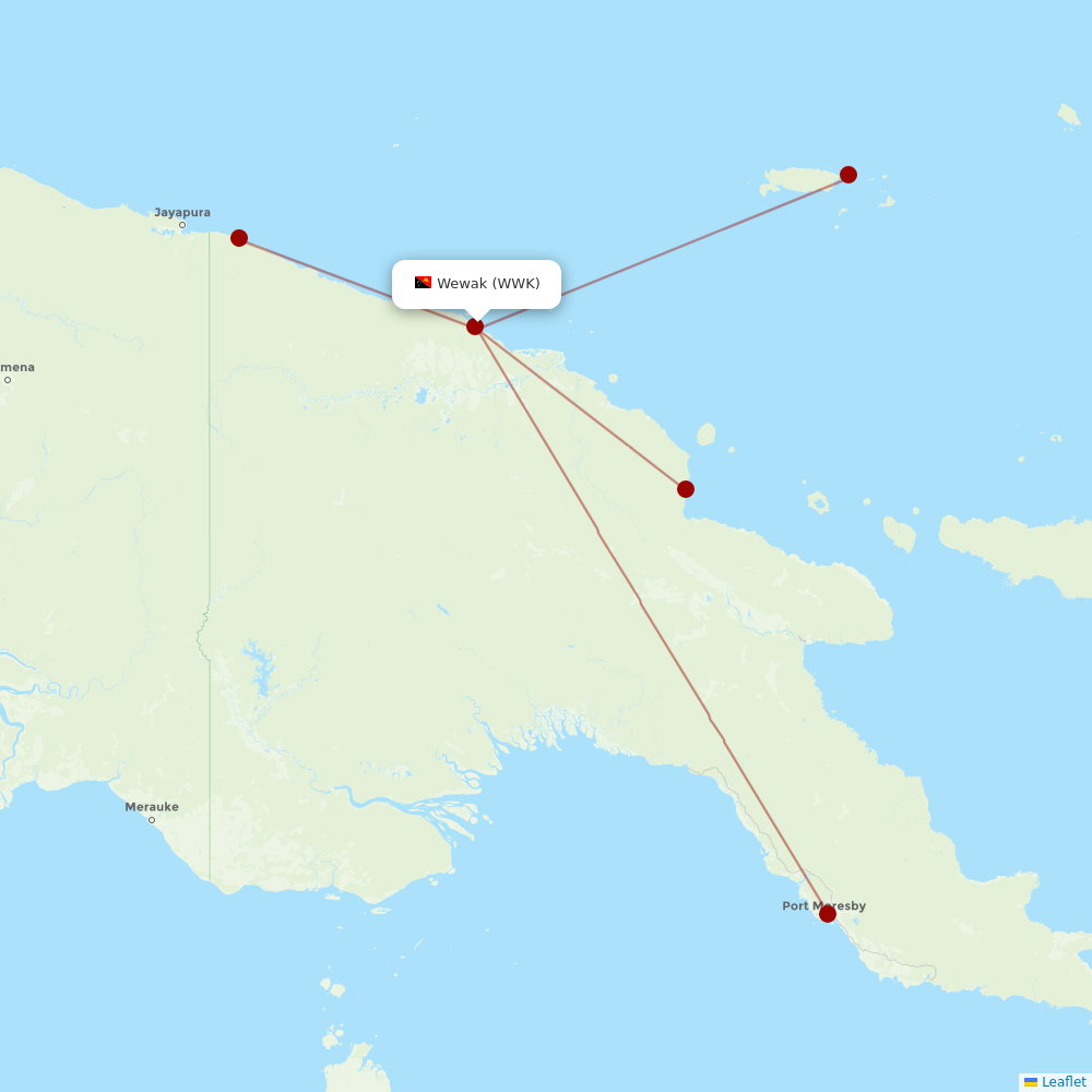 Air Niugini at WWK route map