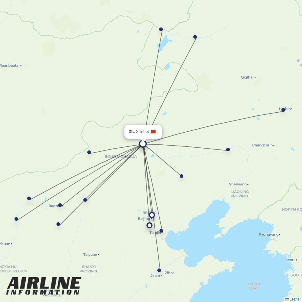 Tianjin Airlines routes from XIL