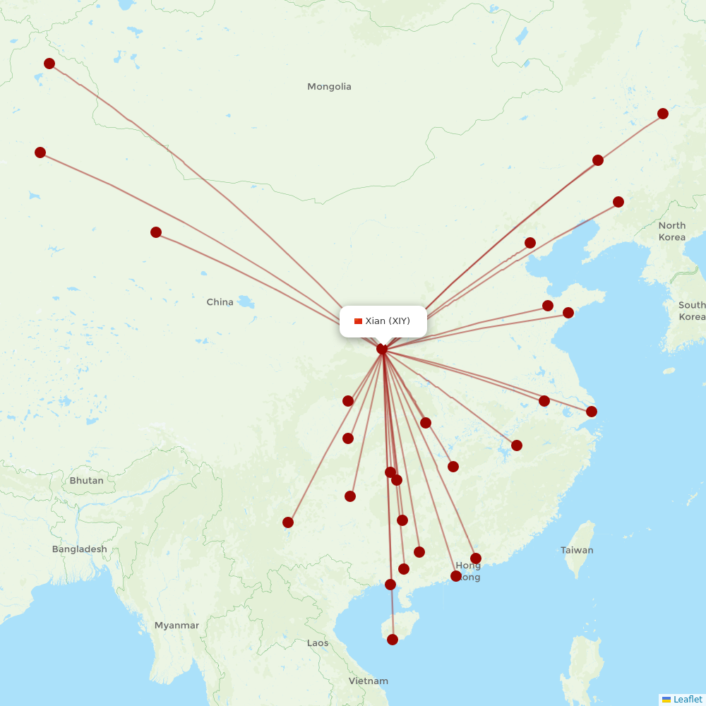 Air Changan at XIY route map