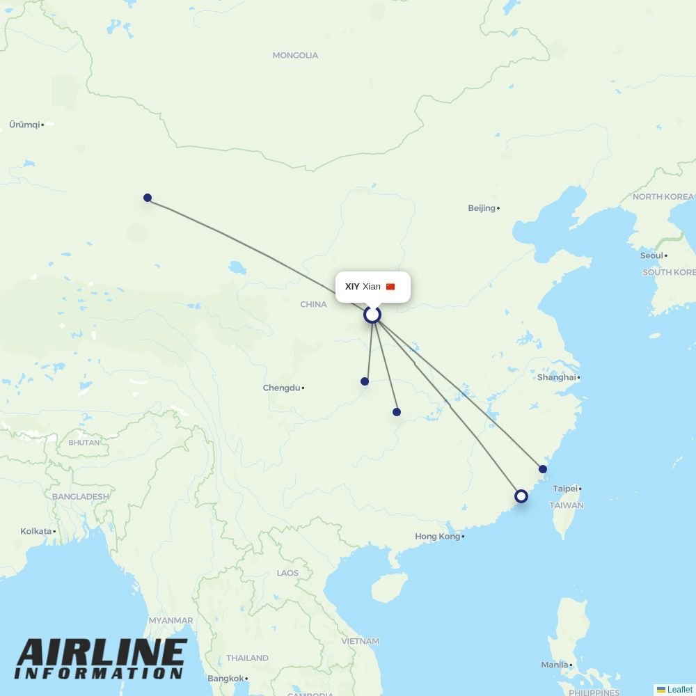Fuzhou Airline routes from XIY