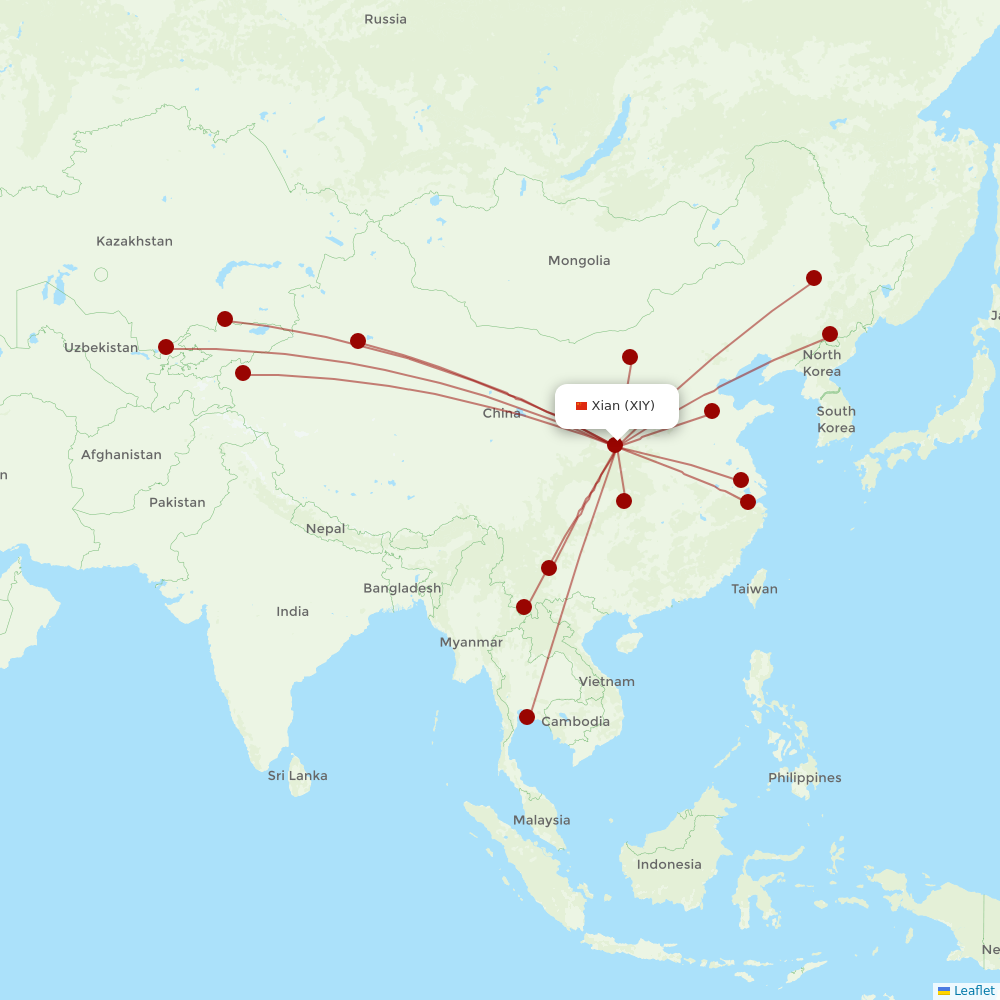 Loong Air at XIY route map