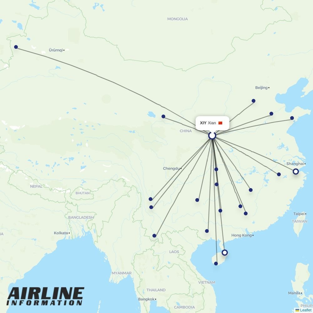 Capital Airlines routes from XIY