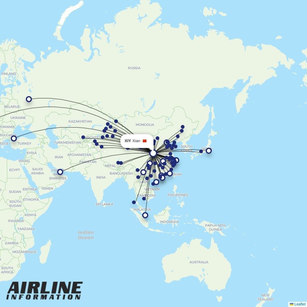 China Eastern routes from XIY