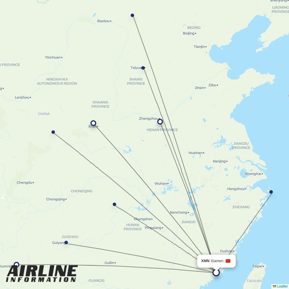 Fuzhou Airline routes from XMN