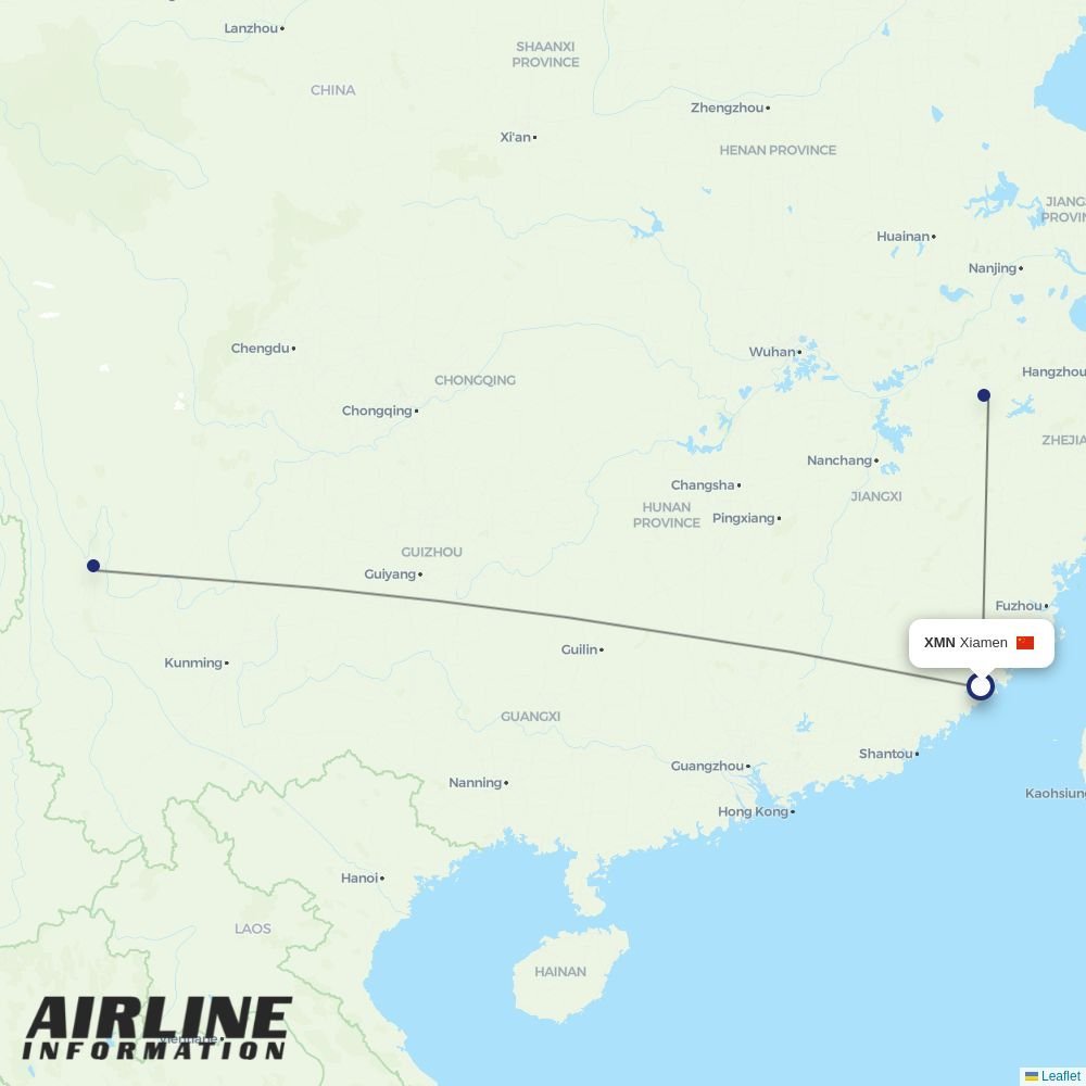 Capital Airlines routes from XMN