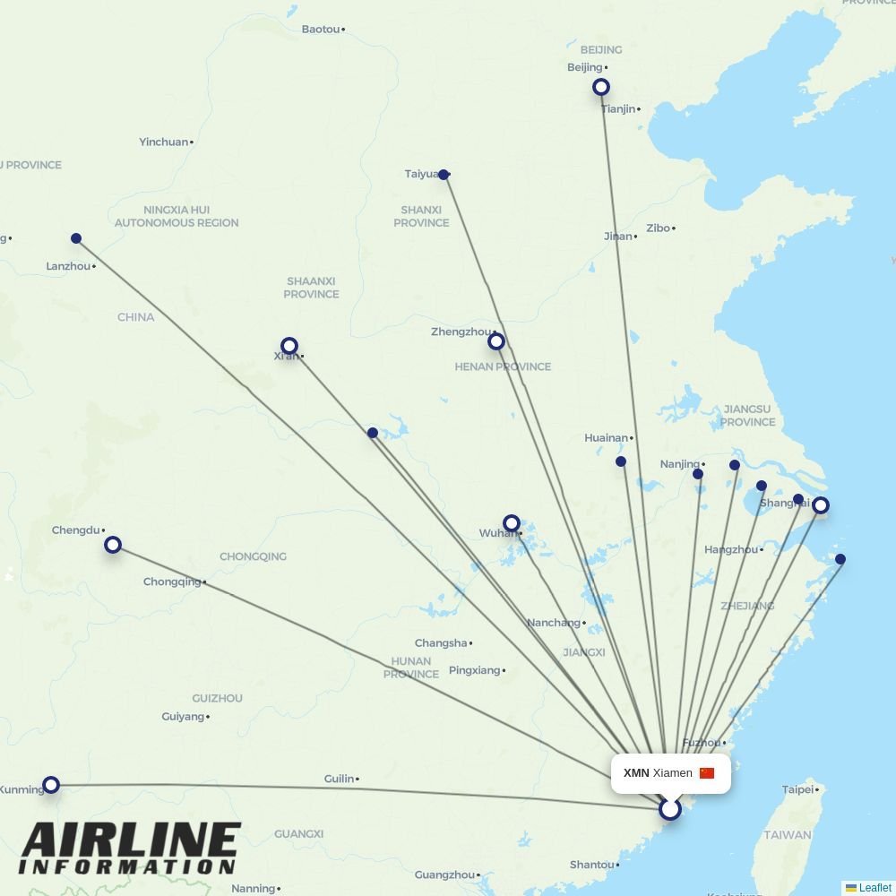 China Eastern routes from XMN