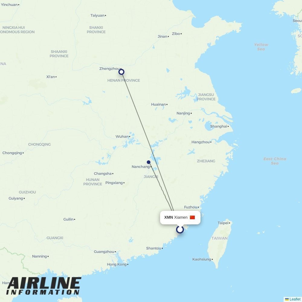 Jiangxi Airlines routes from XMN