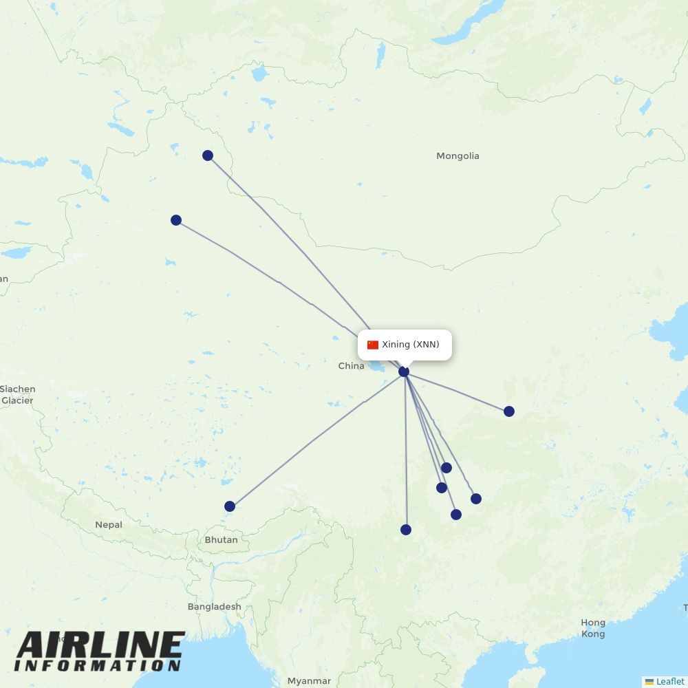 Sichuan Airlines routes from XNN