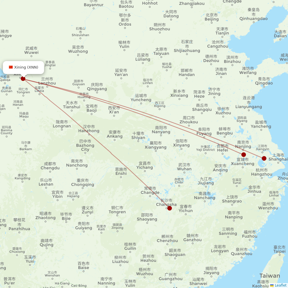 HongTu Airlines at XNN route map