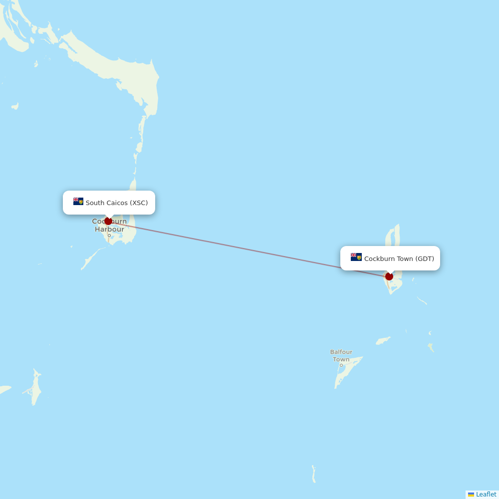 Caicos Express Airways at XSC route map