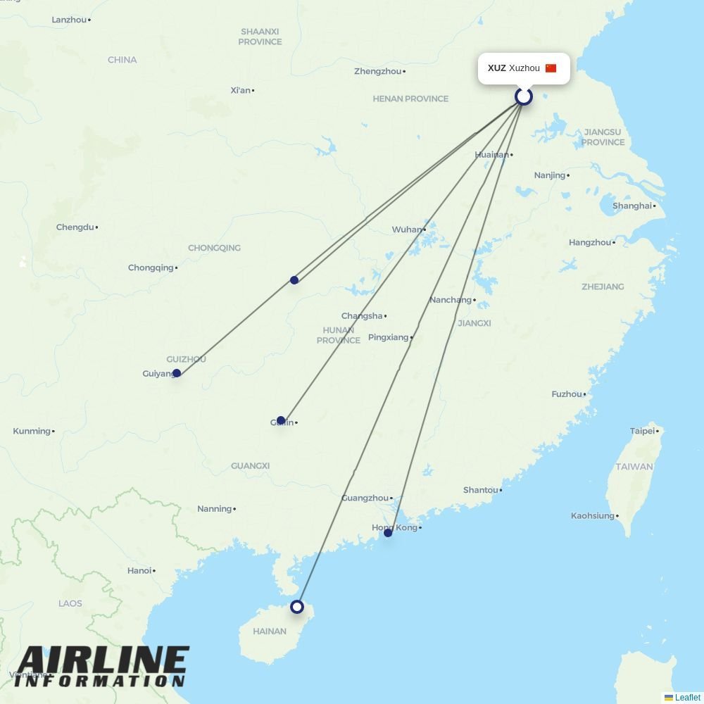 Air Guilin routes from XUZ