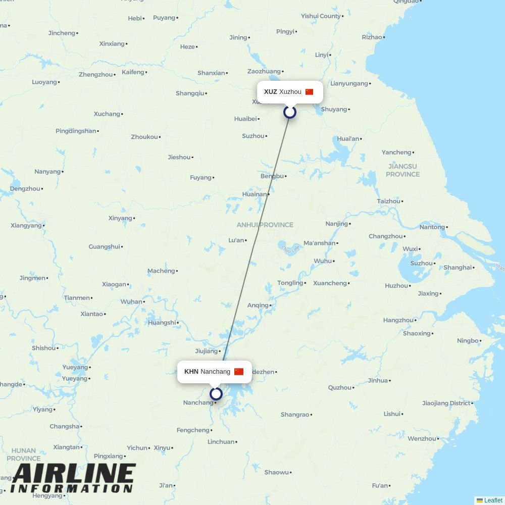 Jiangxi Airlines routes from XUZ