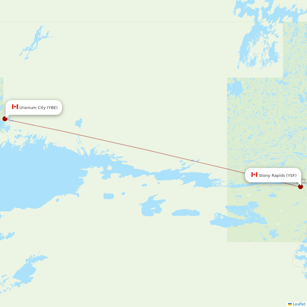 Transwest Air at YBE route map