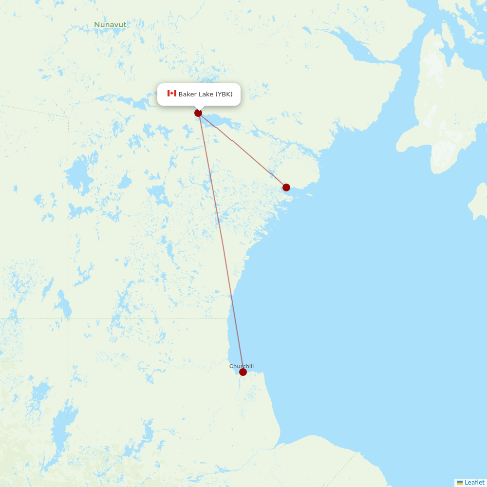 Calm Air International at YBK route map