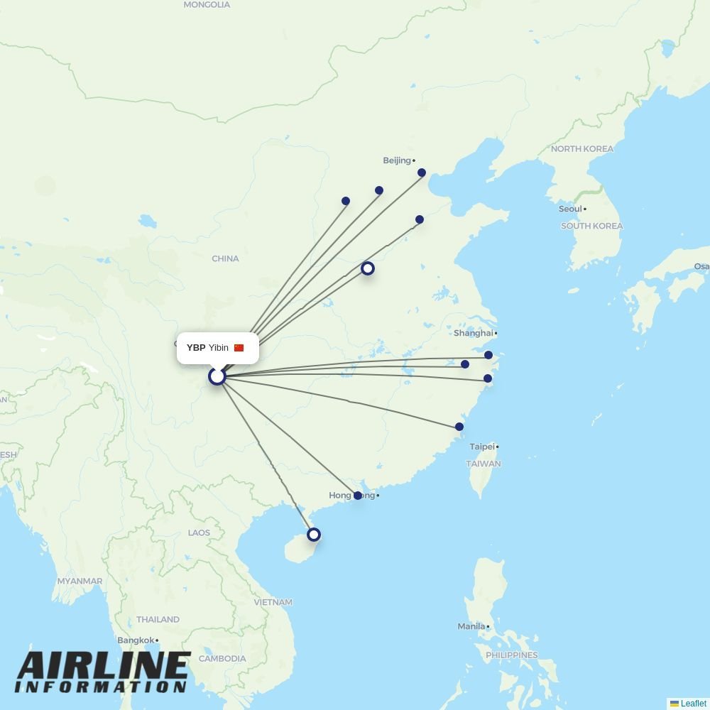 Colorful GuiZhou Airlines routes from YBP