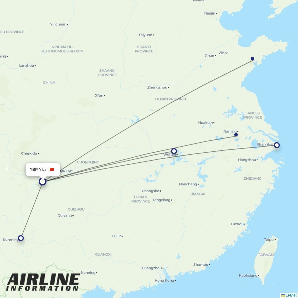 China Eastern routes from YBP