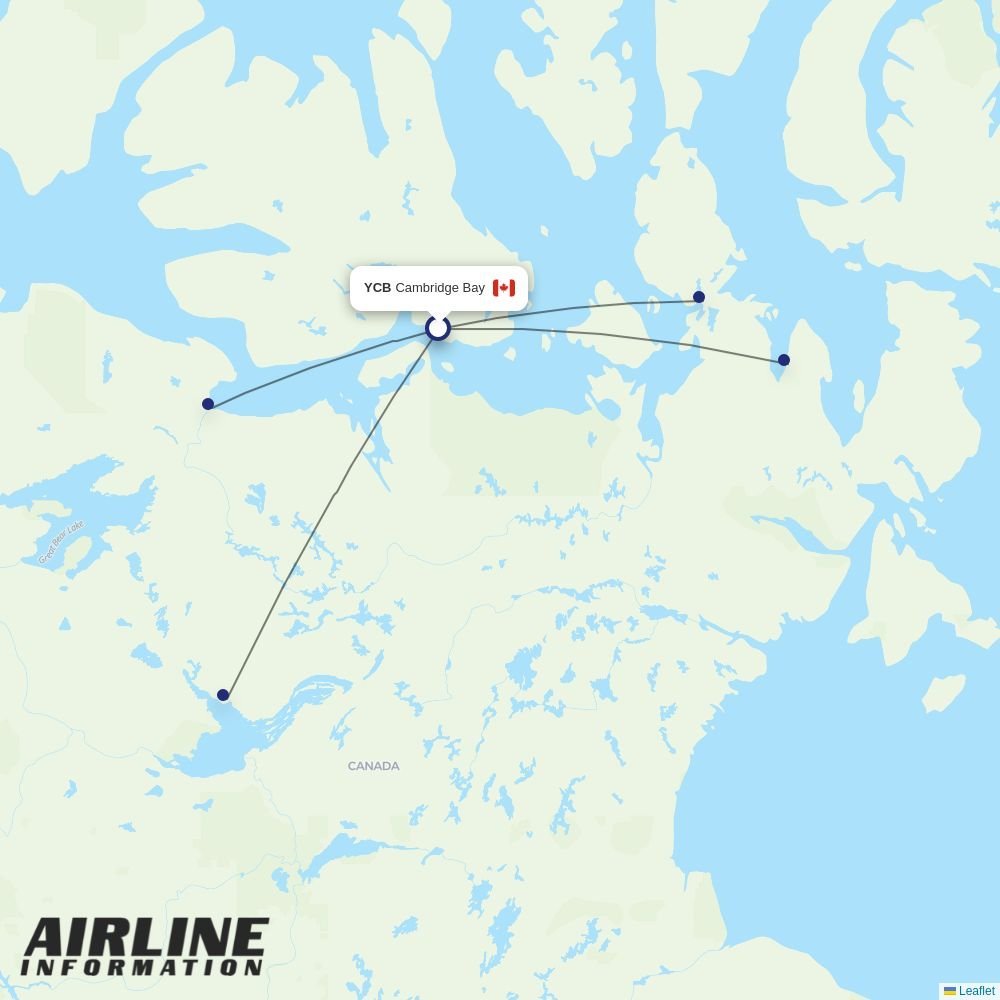 Canadian North routes from YCB