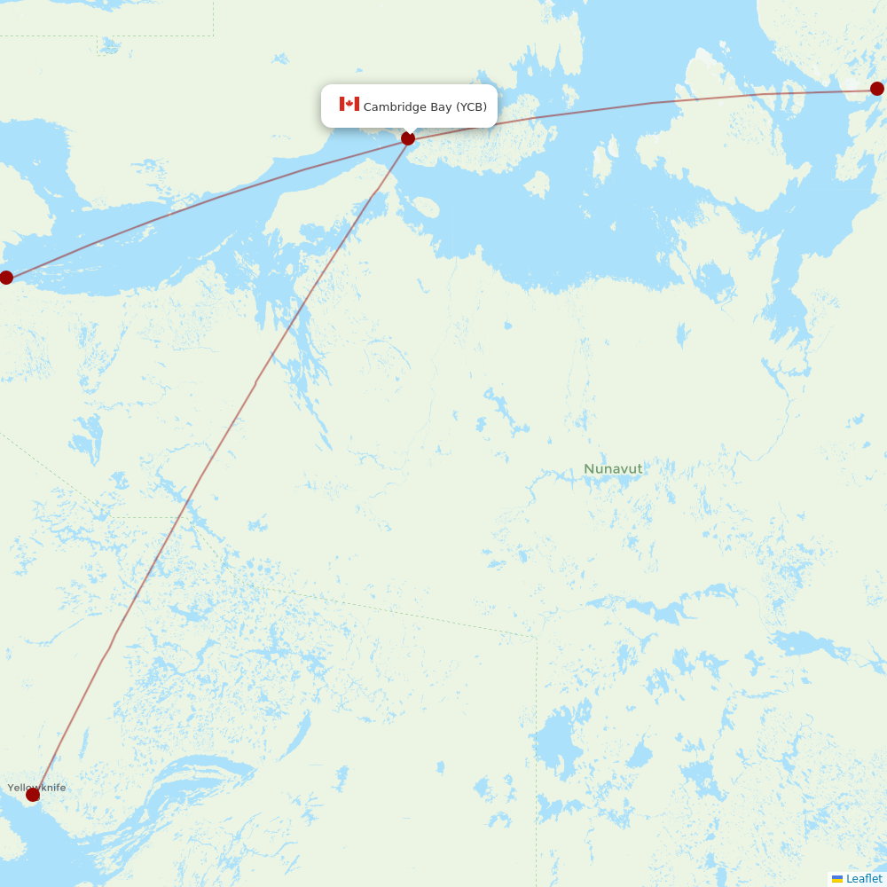 Canadian North at YCB route map